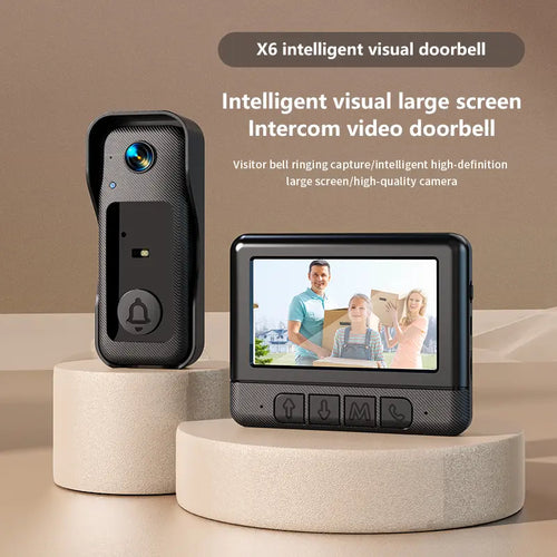 X6 Wireless Smart Video Doorbell Camera with Night Vision and Voice Changer, Privacy-Protected Intercom System, Alarm, Sensors, Waterproof Design