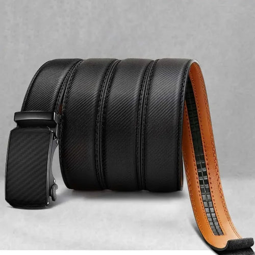 Leather Ratchet Belt With Adjustable Buckle